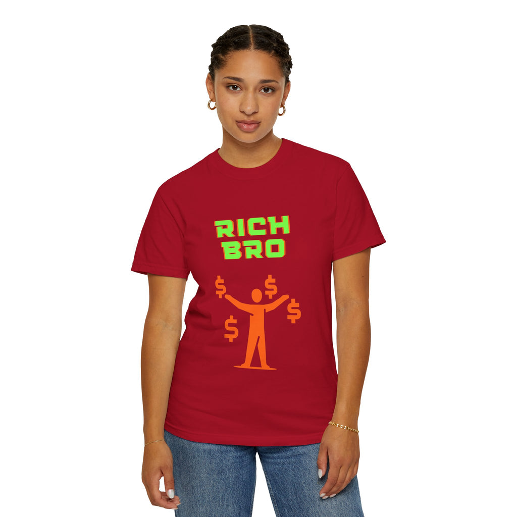 Rich Bro T-Shirt — Retro Neon Money Graphic Tee for Men & Women