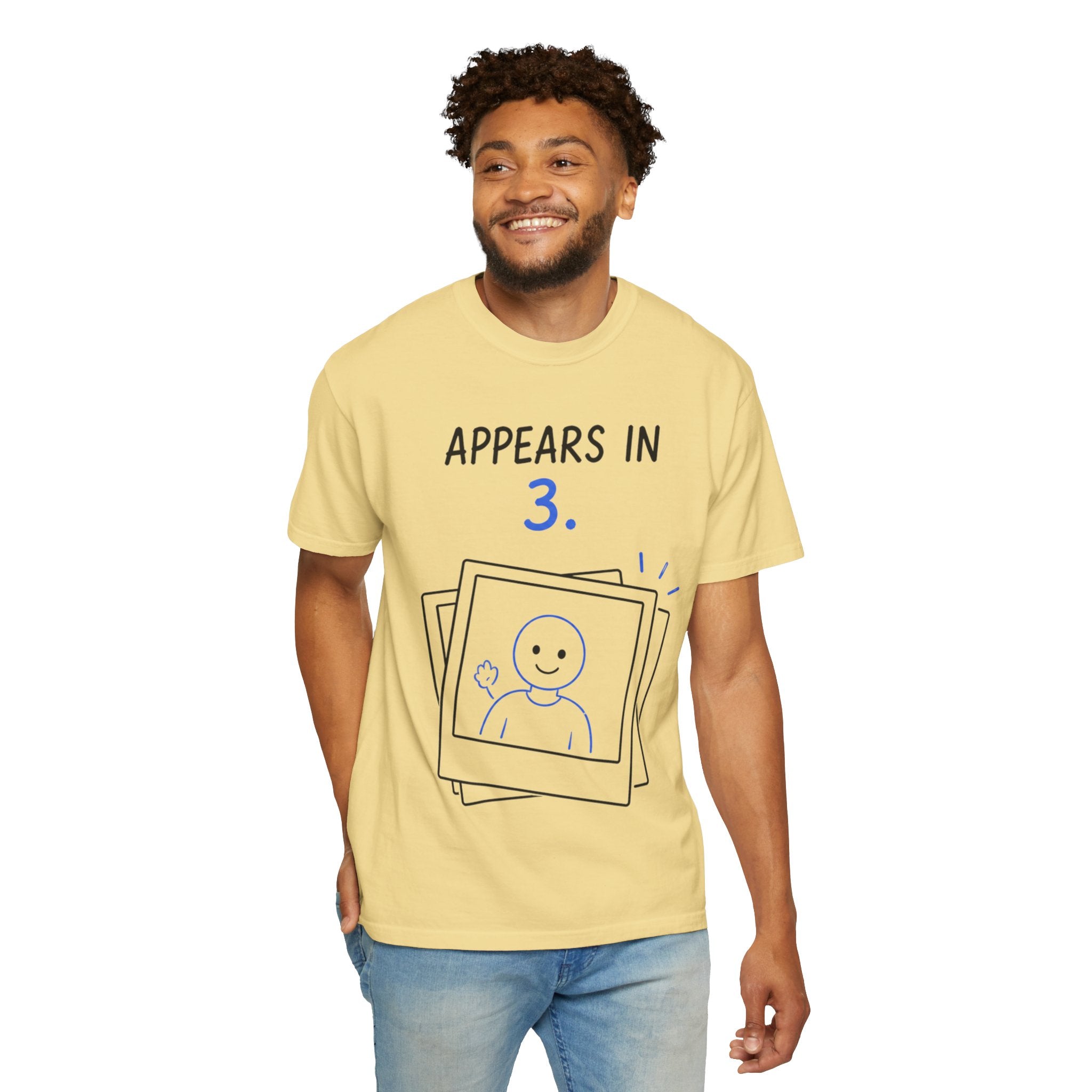 Appears In 3 T-Shirt — Funny Gamer/Streamer Photo Countdown Tee