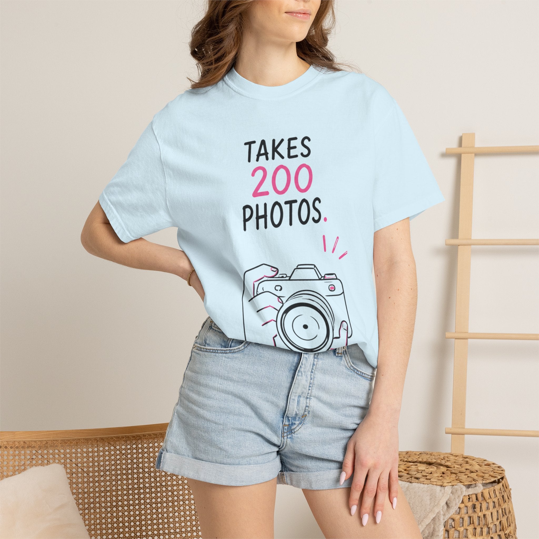 Takes 200 Photos T-Shirt — Camera Photographer Graphic Tee
