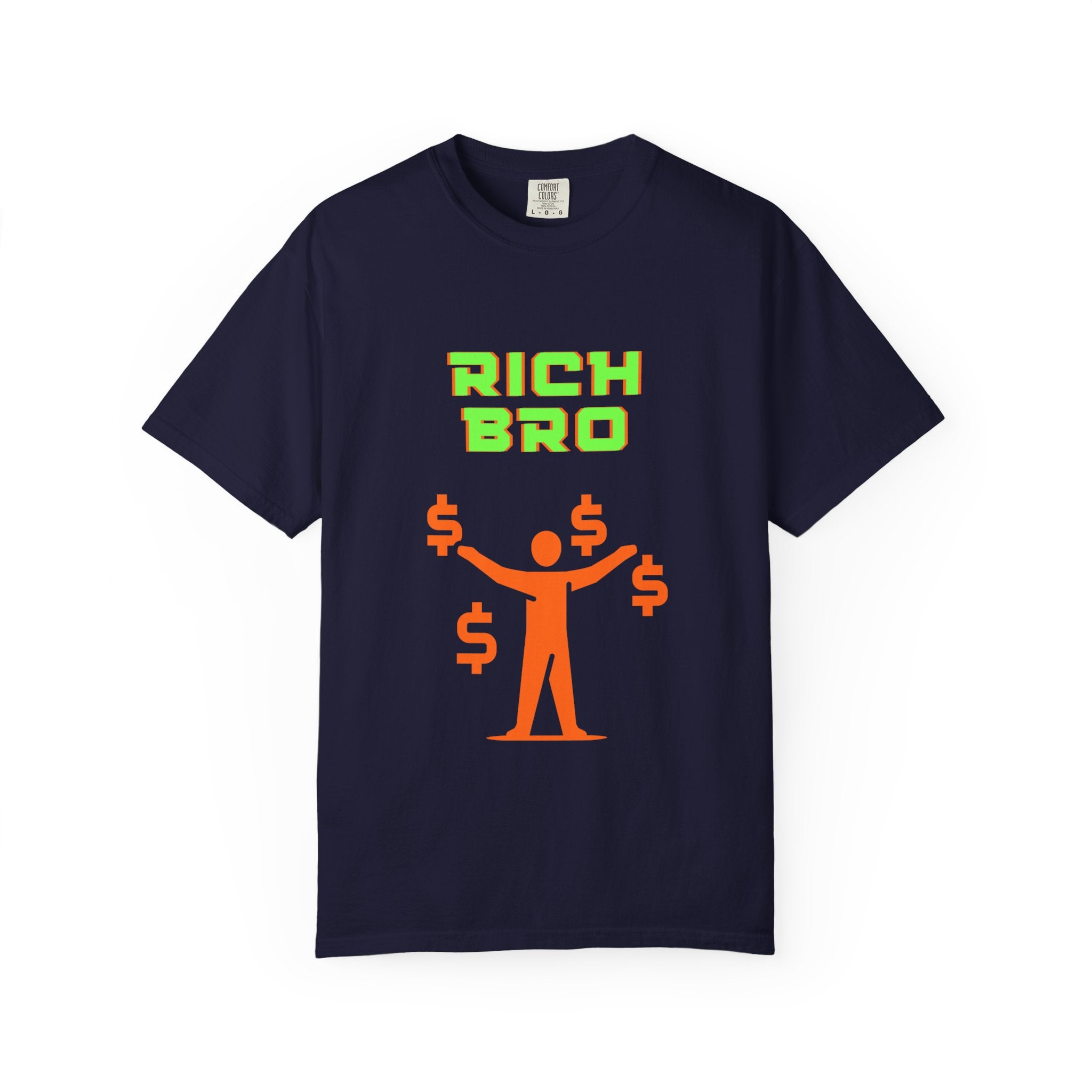 Rich Bro T-Shirt — Retro Neon Money Graphic Tee for Men & Women