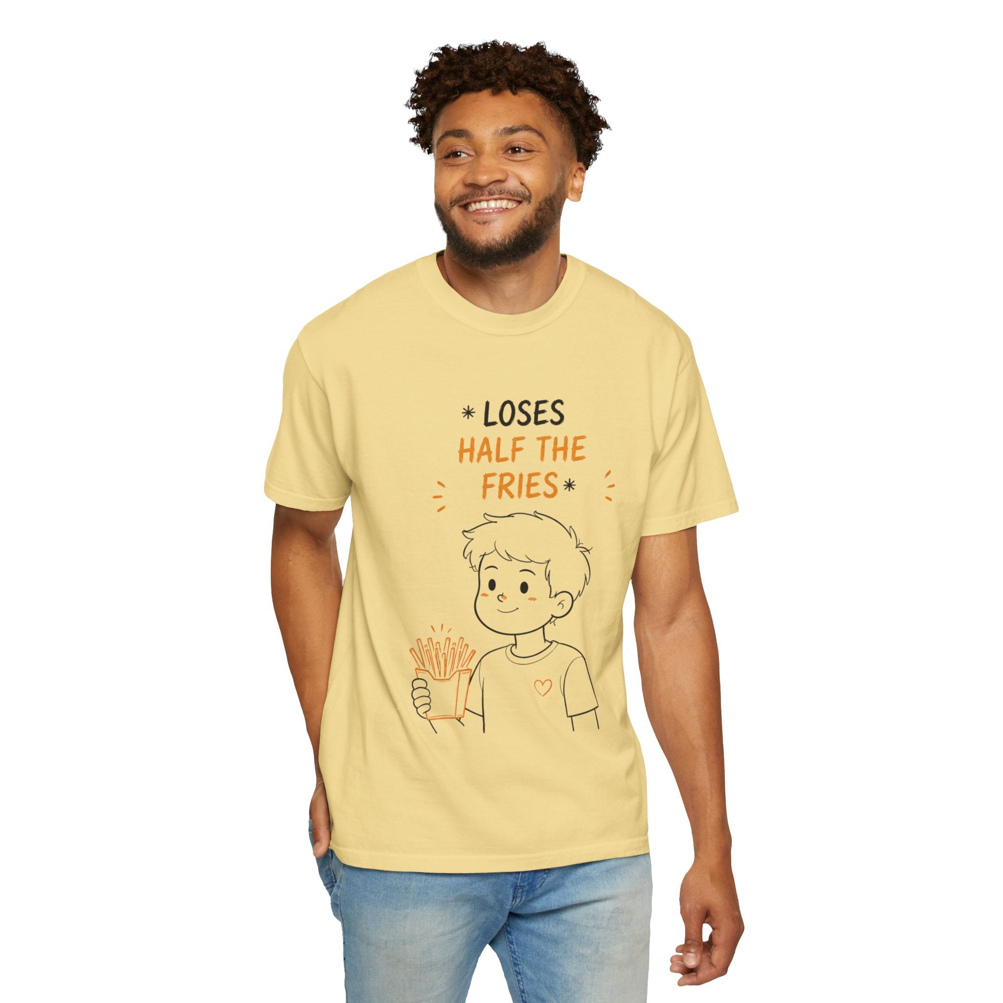 Loses Half the Fries T-Shirt — Cute Cartoon Boy Graphic Tee
