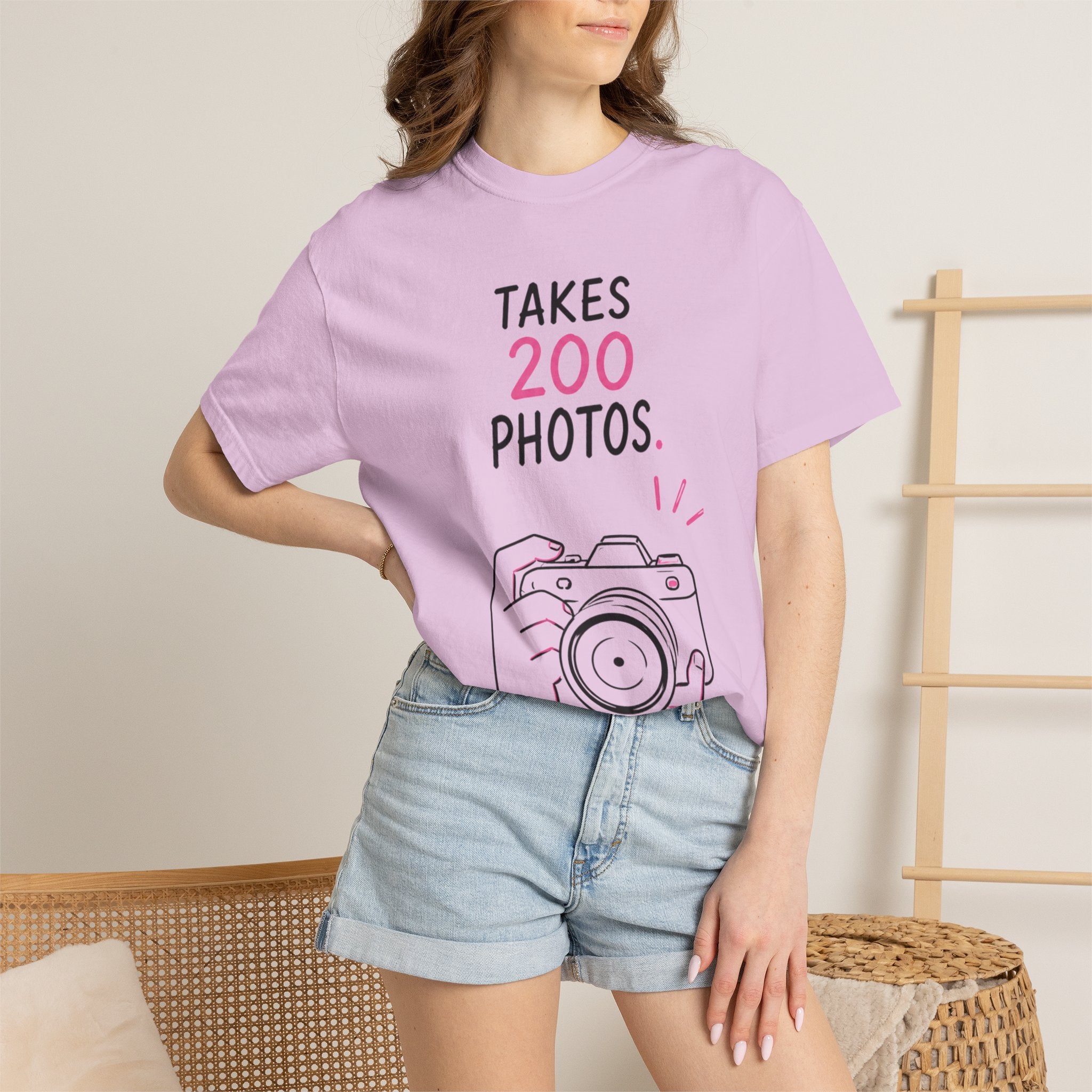 Takes 200 Photos T-Shirt — Camera Photographer Graphic Tee
