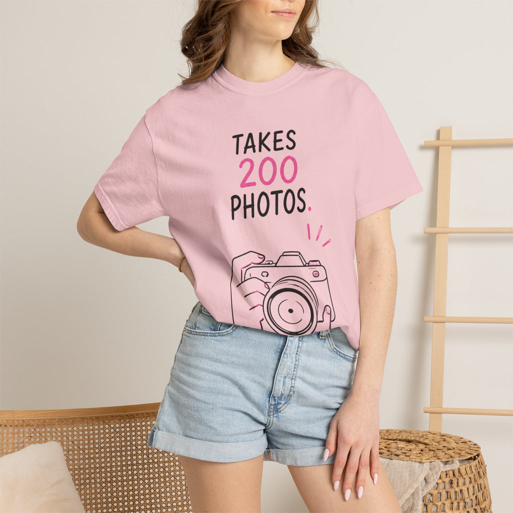 Takes 200 Photos T-Shirt — Camera Photographer Graphic Tee