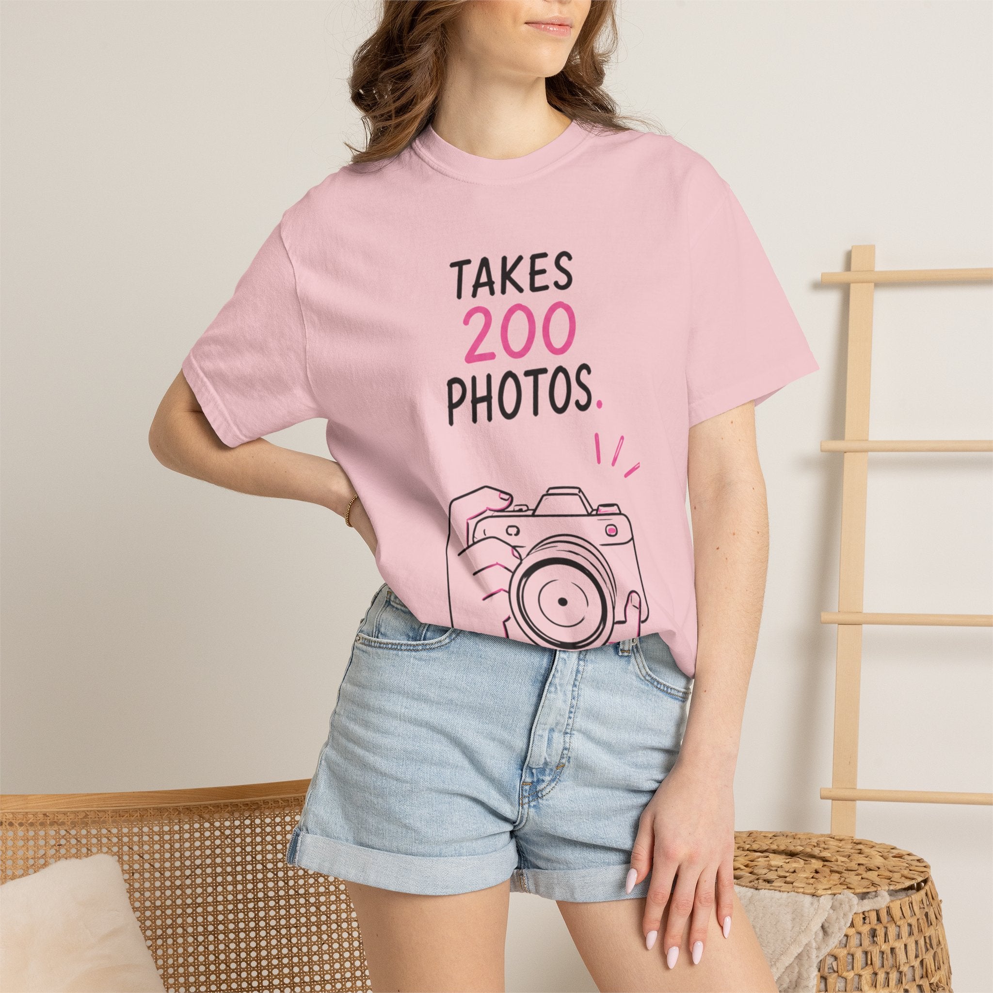 Takes 200 Photos T-Shirt — Camera Photographer Graphic Tee