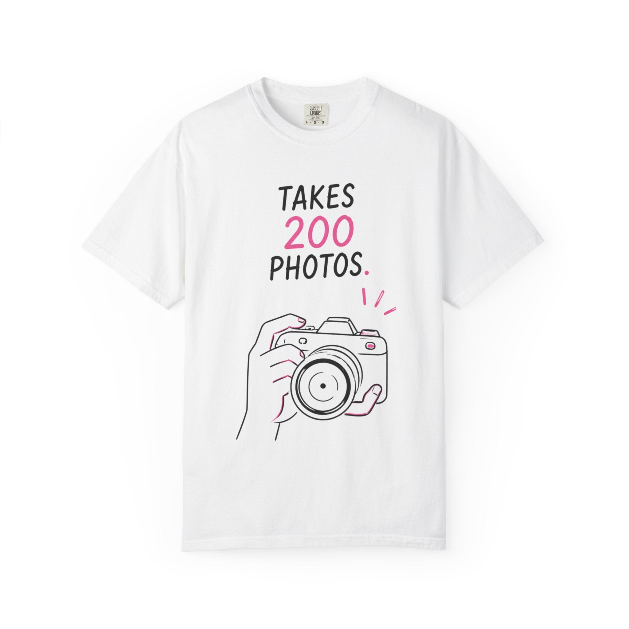Takes 200 Photos T-Shirt — Camera Photographer Graphic Tee
