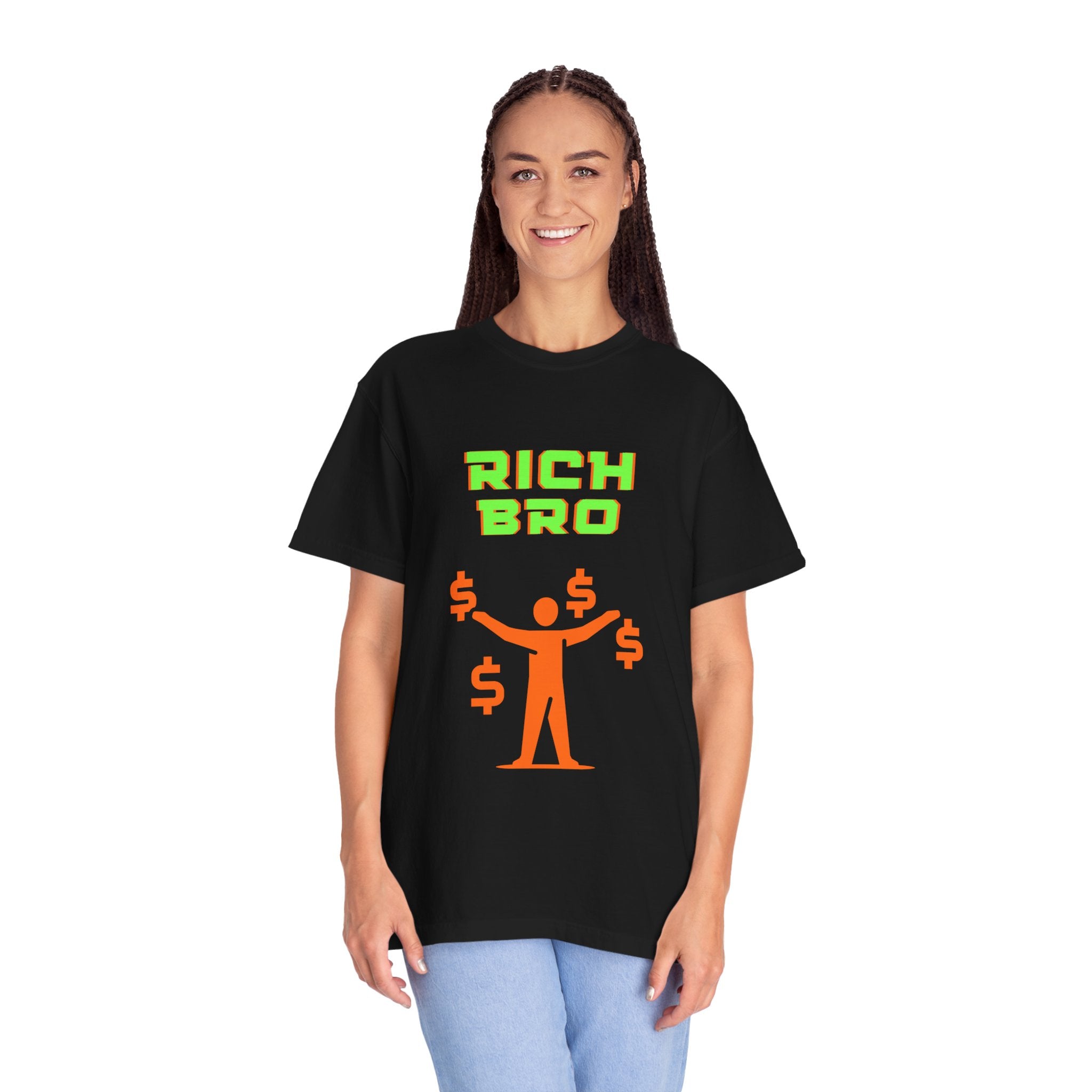 Rich Bro T-Shirt — Retro Neon Money Graphic Tee for Men & Women
