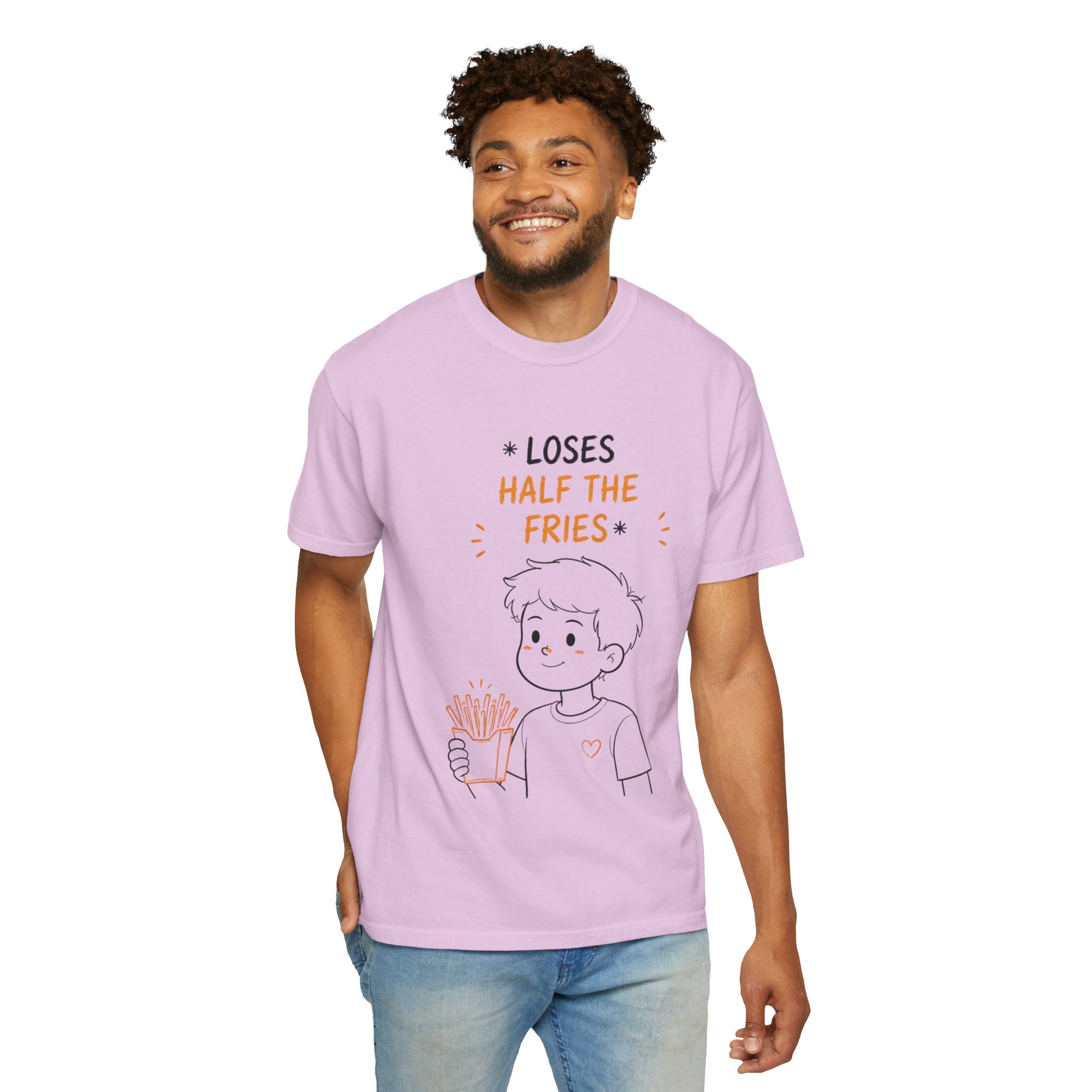 Loses Half the Fries T-Shirt — Cute Cartoon Boy Graphic Tee