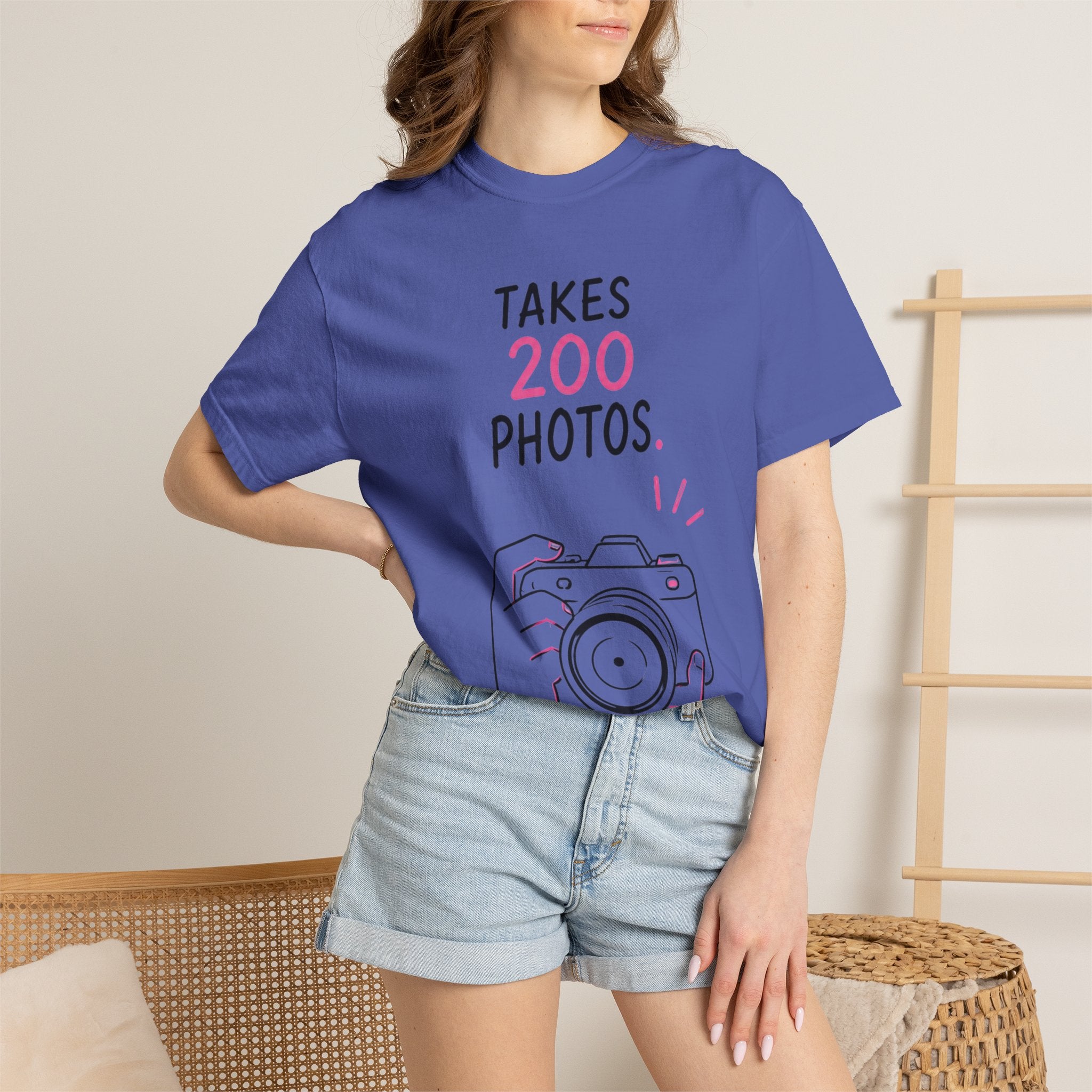 Takes 200 Photos T-Shirt — Camera Photographer Graphic Tee