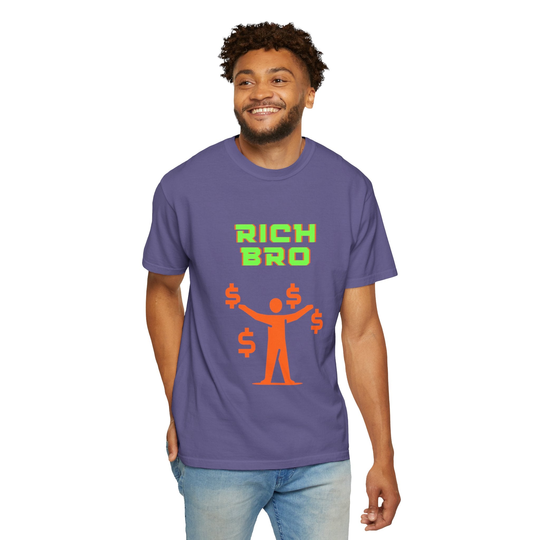 Rich Bro T-Shirt — Retro Neon Money Graphic Tee for Men & Women