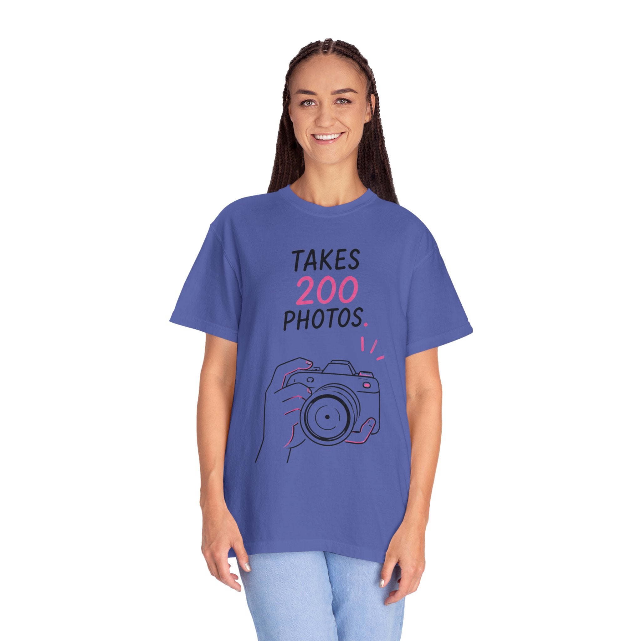 Takes 200 Photos T-Shirt — Camera Photographer Graphic Tee