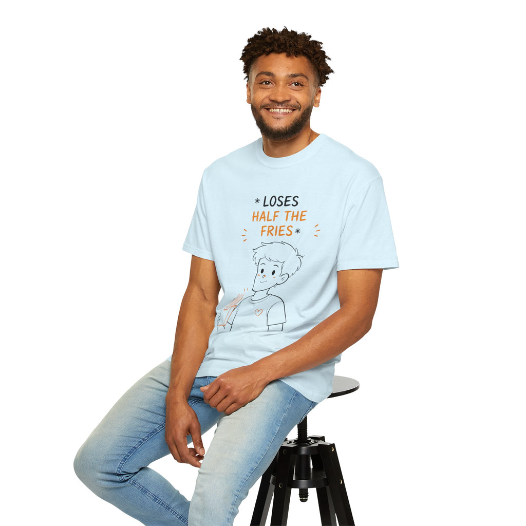 Loses Half the Fries T-Shirt — Cute Cartoon Boy Graphic Tee