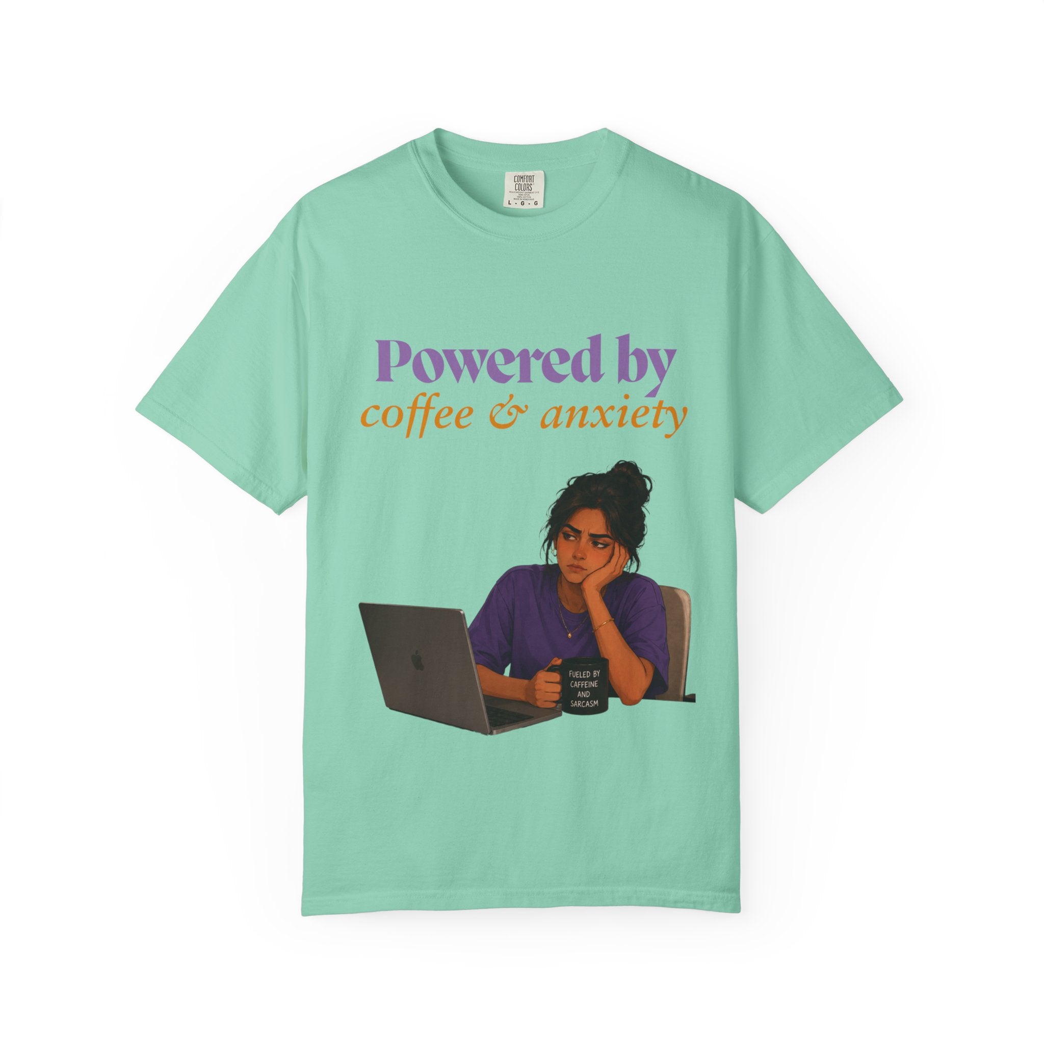 Powered by Coffee & Anxiety T-Shirt — Classic Fit Graphic Tee