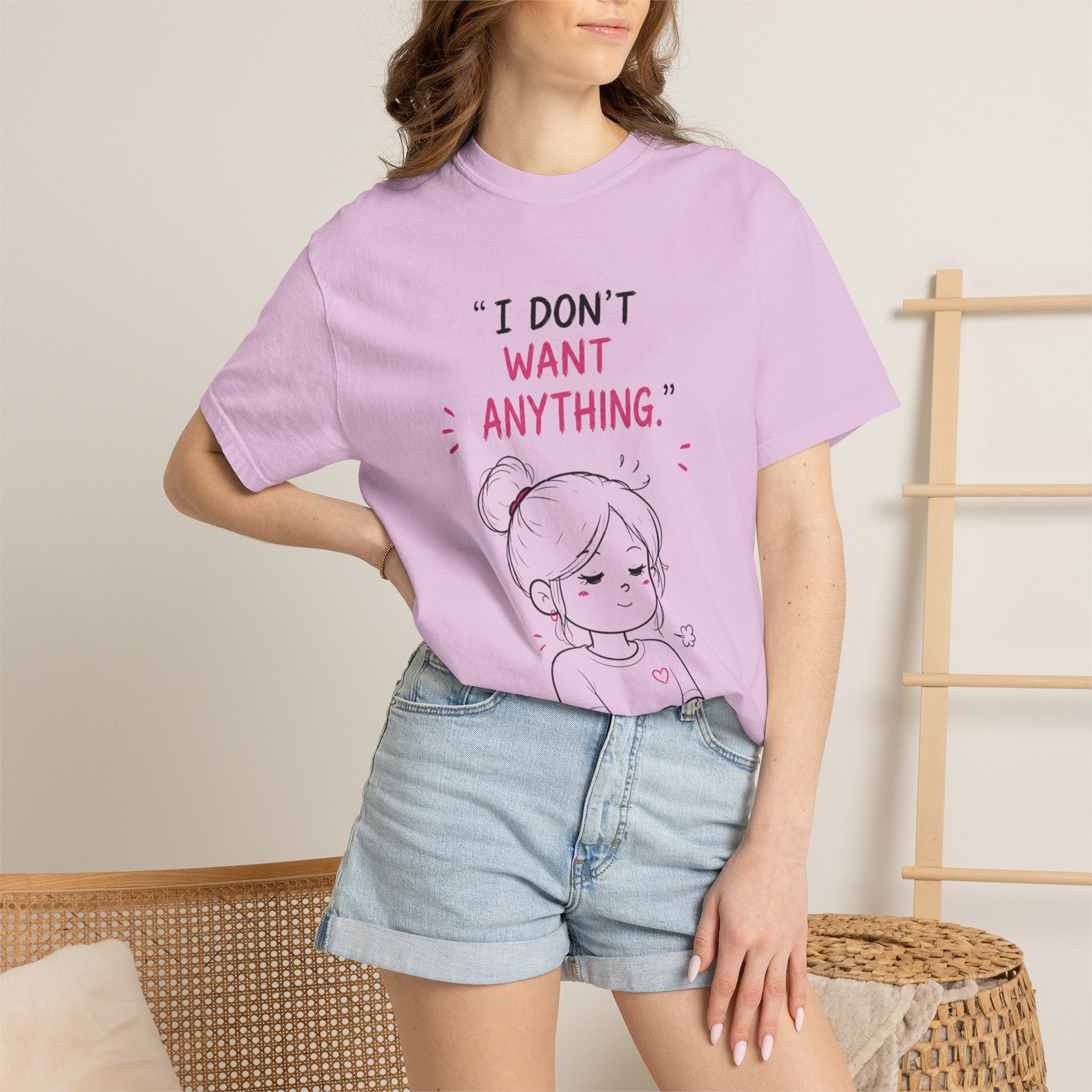 I Don't Want Anything T-Shirt — Hand-Drawn Mood Graphic Tee