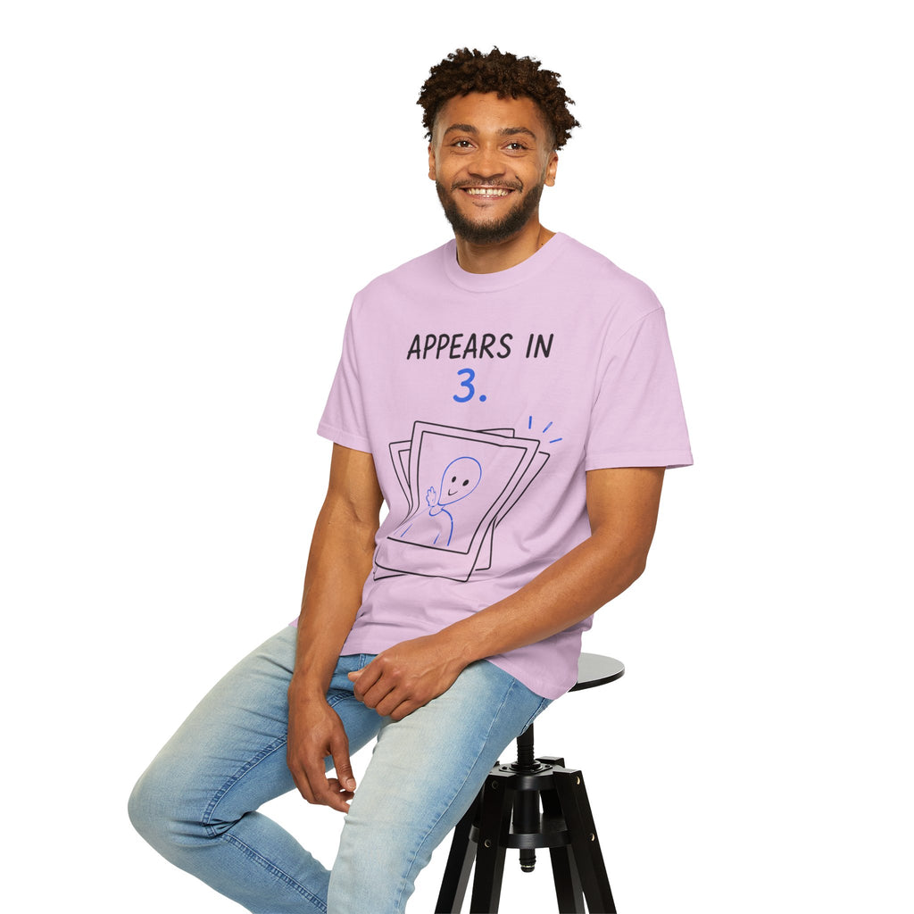 Appears In 3 T-Shirt — Funny Gamer/Streamer Photo Countdown Tee