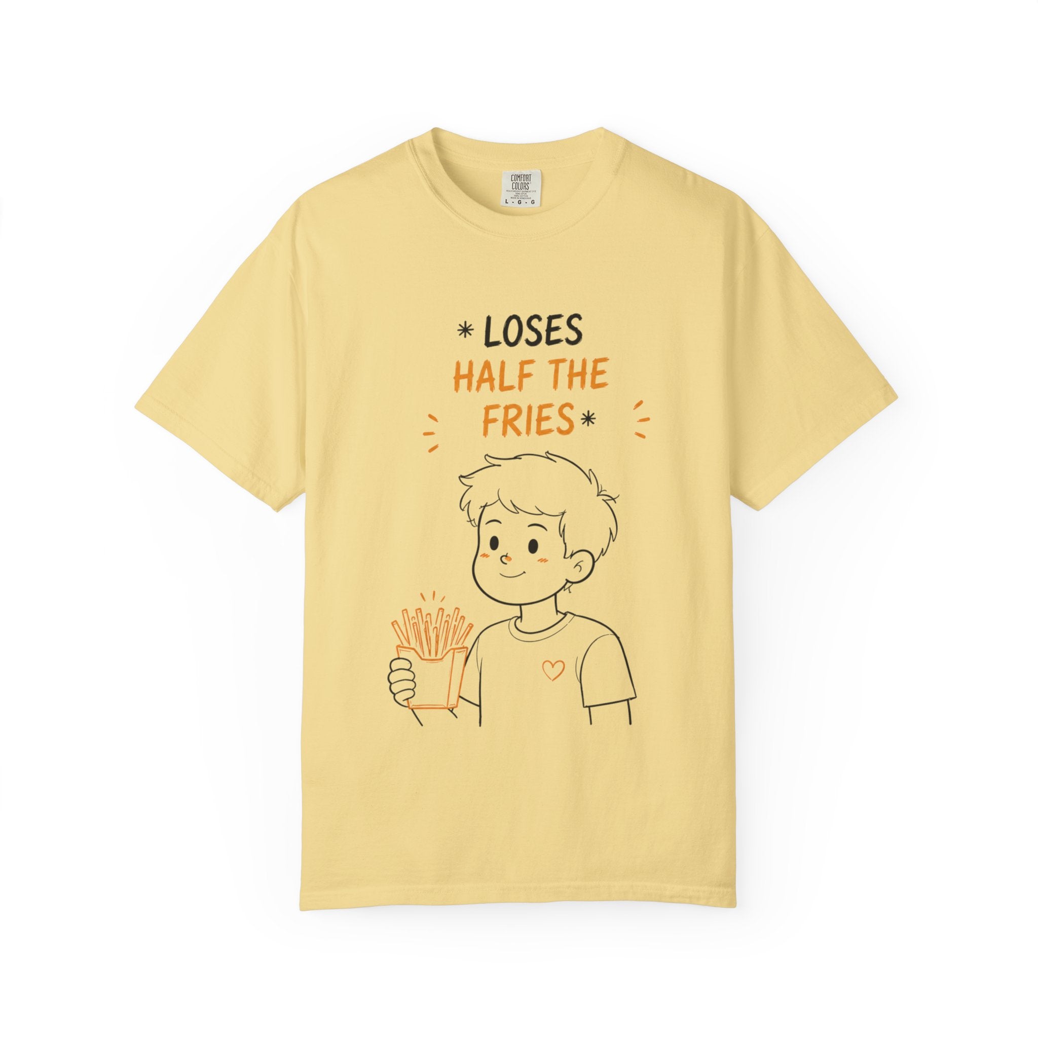 Loses Half the Fries T-Shirt — Cute Cartoon Boy Graphic Tee
