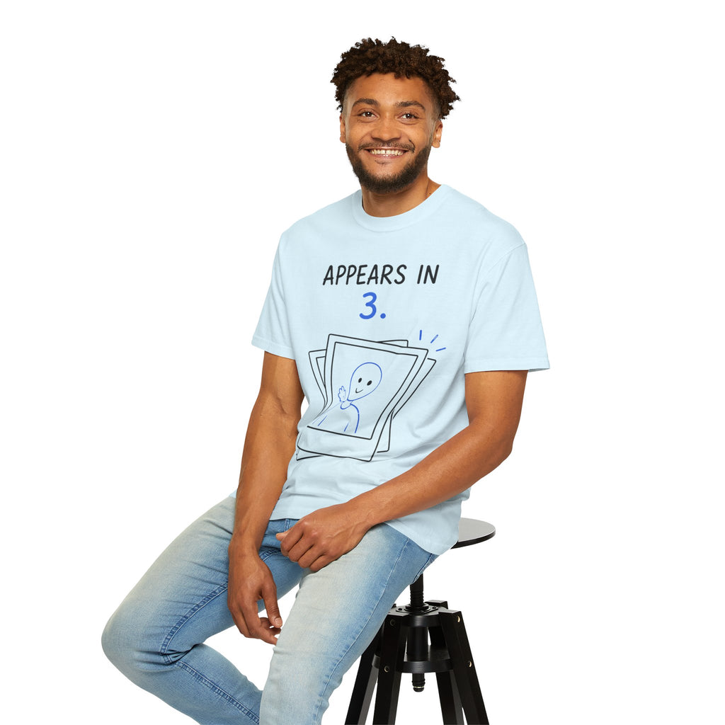 Appears In 3 T-Shirt — Funny Gamer/Streamer Photo Countdown Tee