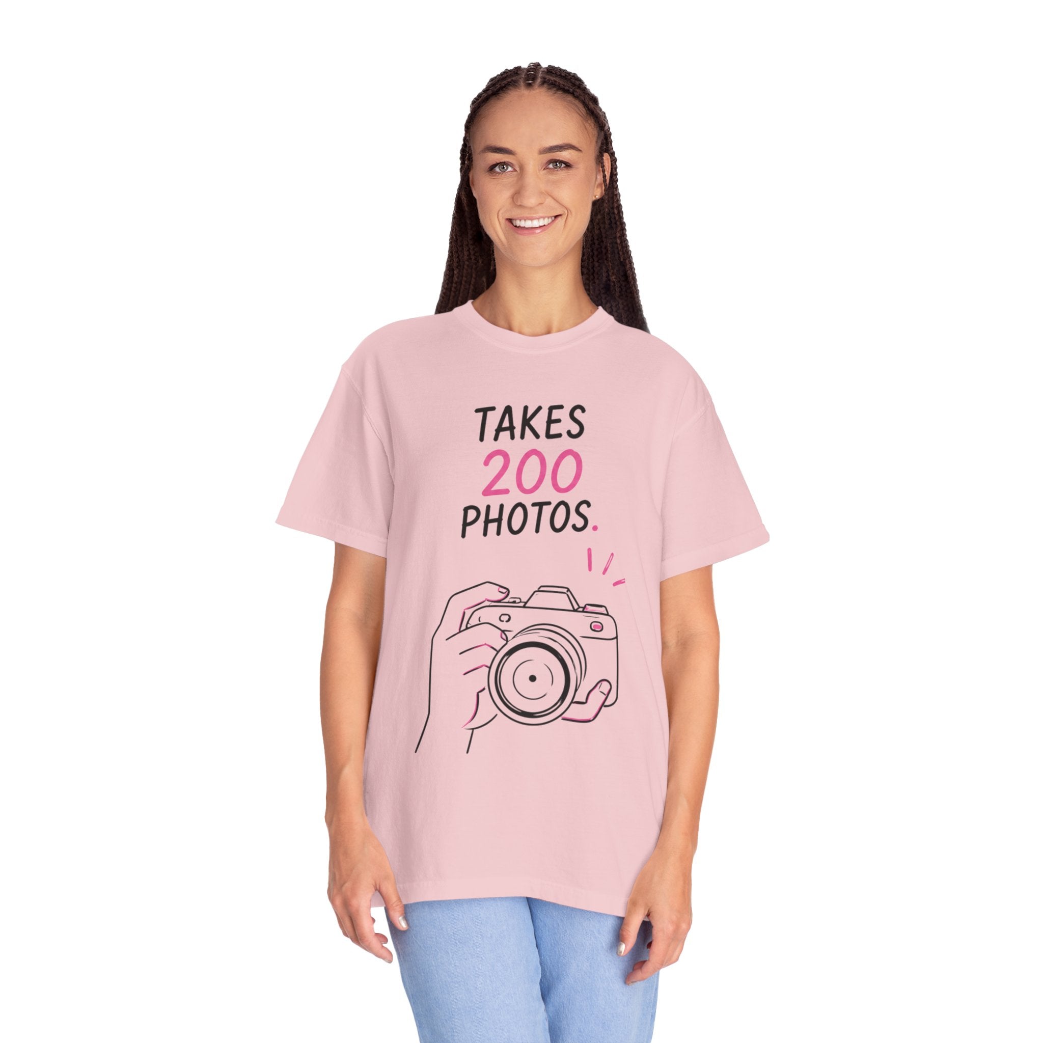 Takes 200 Photos T-Shirt — Camera Photographer Graphic Tee