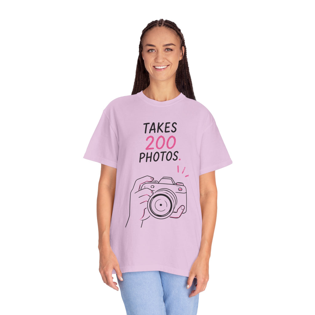 Takes 200 Photos T-Shirt — Camera Photographer Graphic Tee