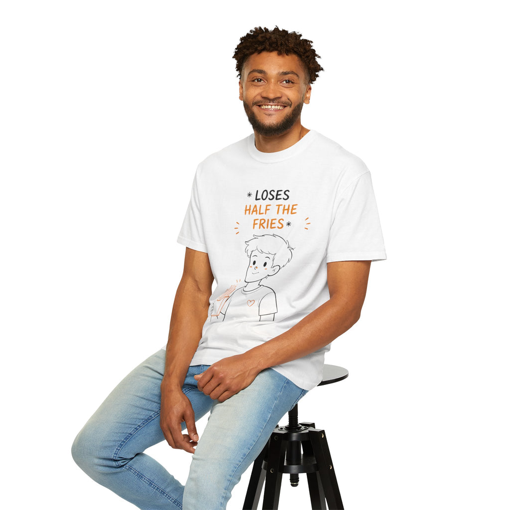 Loses Half the Fries T-Shirt — Cute Cartoon Boy Graphic Tee