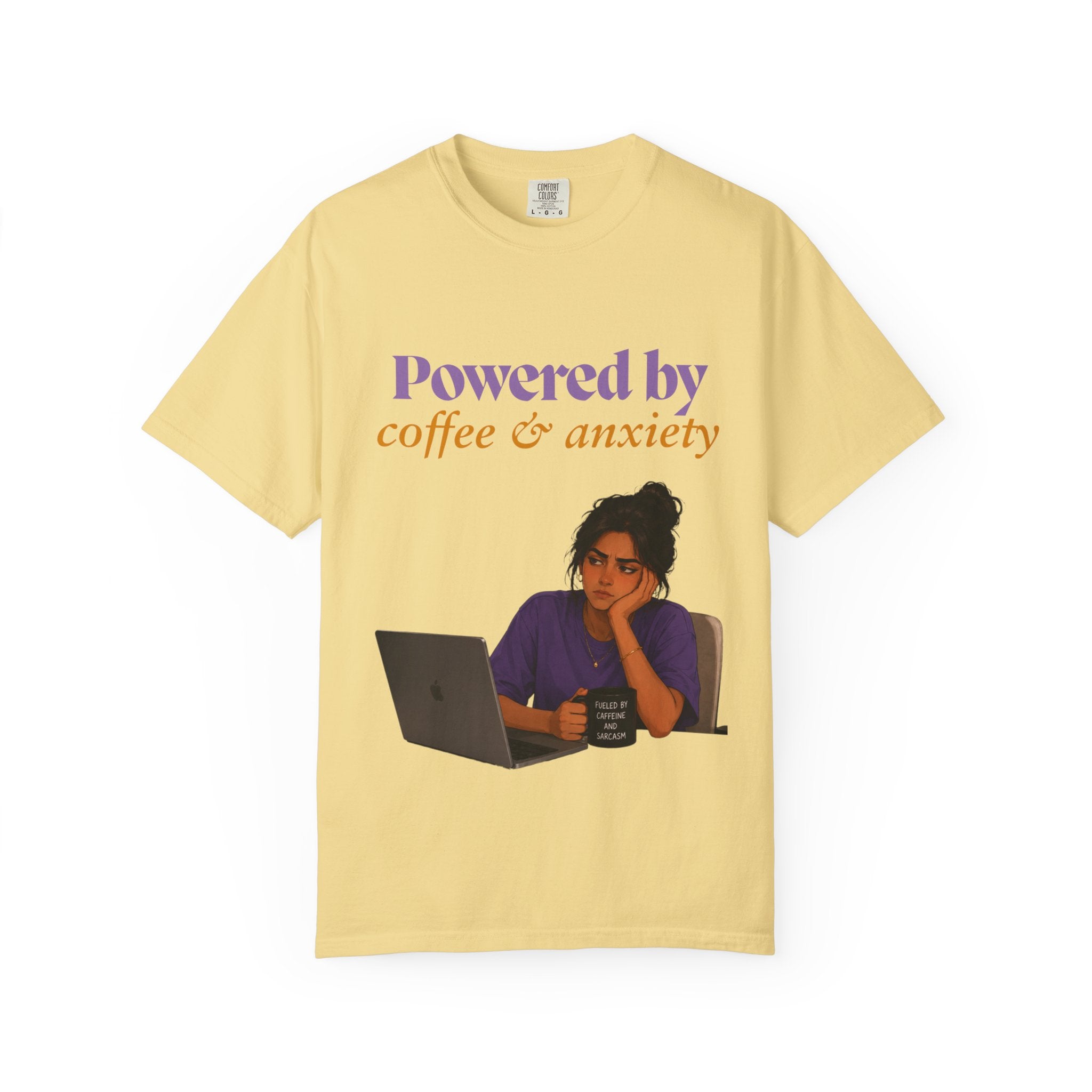Powered by Coffee & Anxiety T-Shirt — Classic Fit Graphic Tee