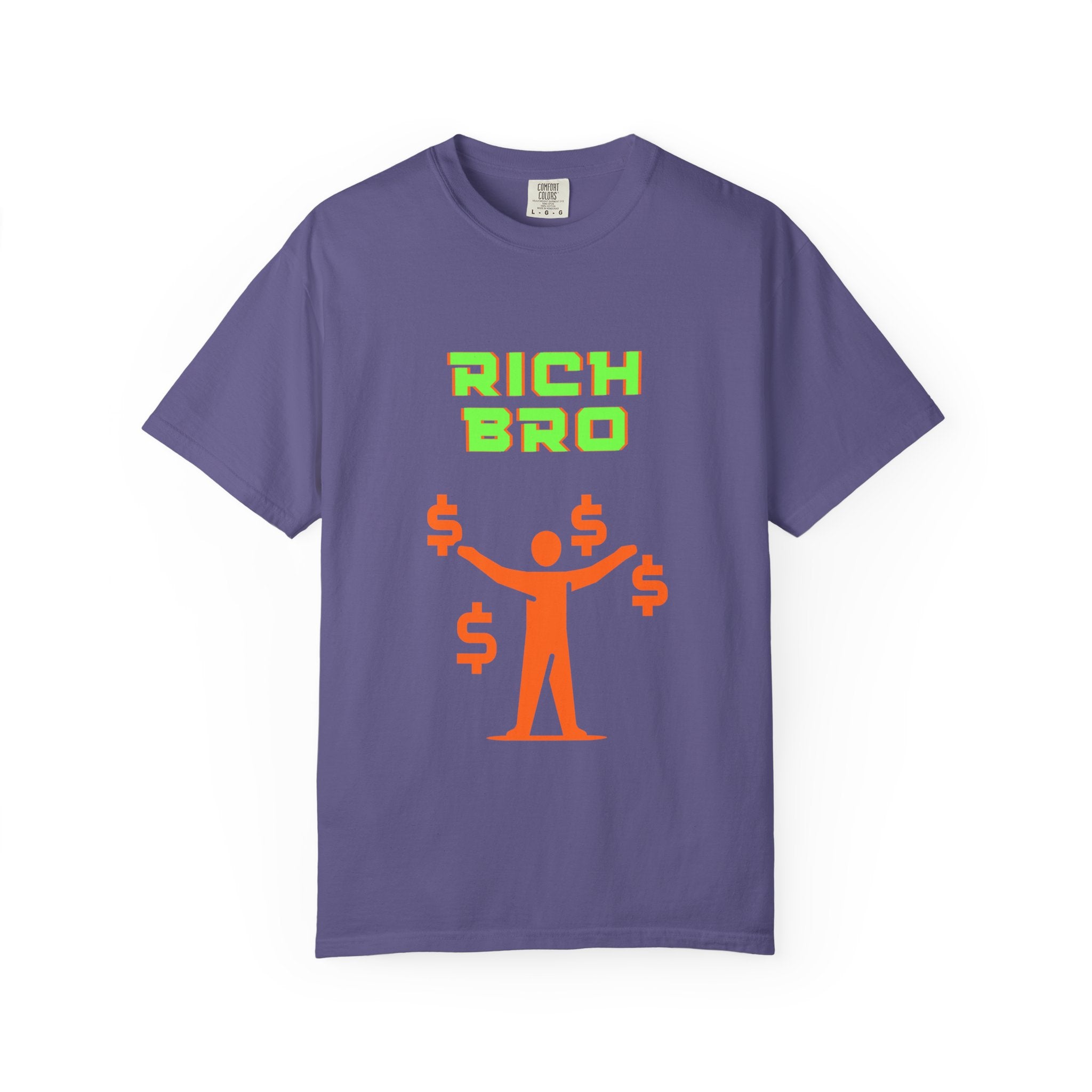 Rich Bro T-Shirt — Retro Neon Money Graphic Tee for Men & Women