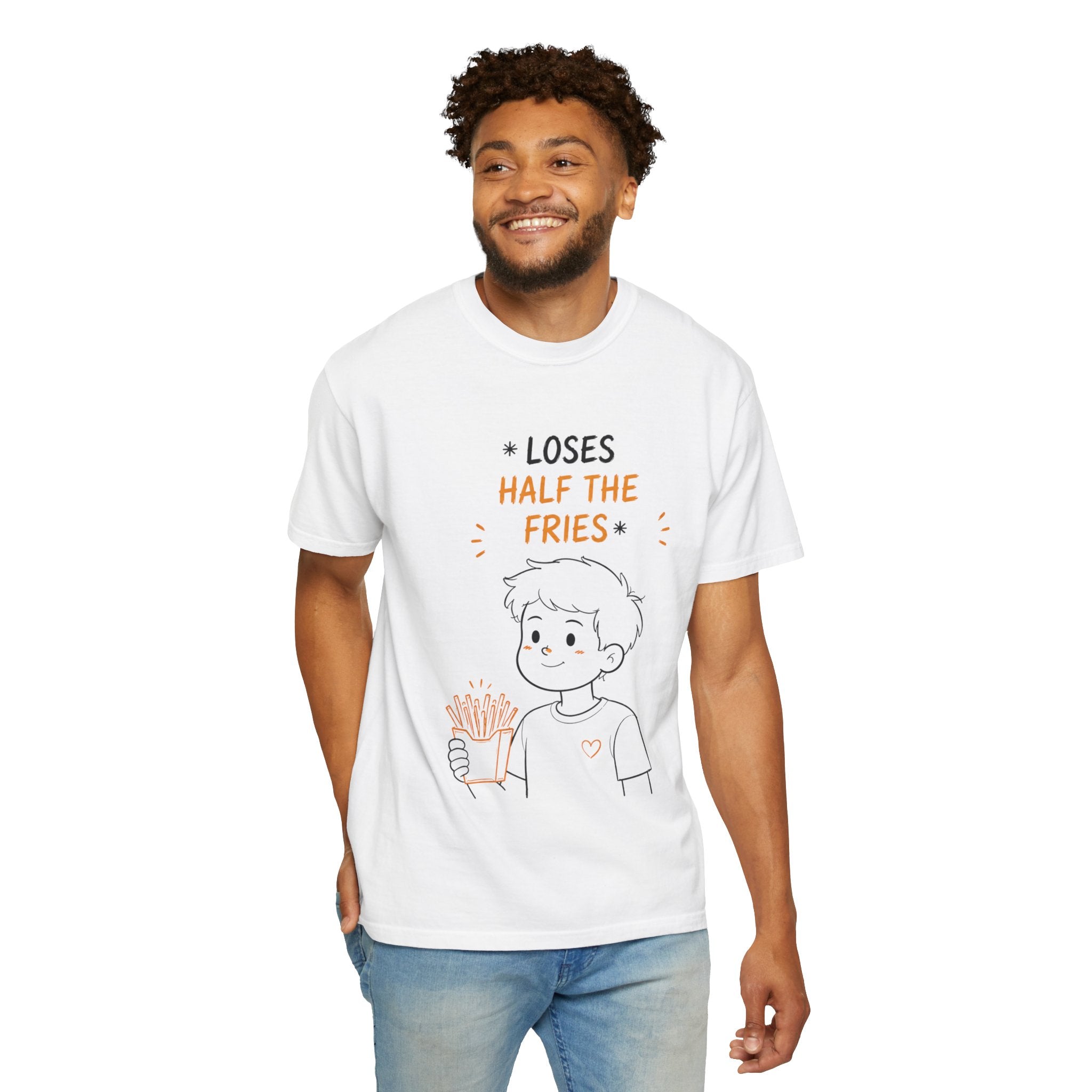Loses Half the Fries T-Shirt — Cute Cartoon Boy Graphic Tee