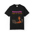 Powered by Coffee & Anxiety T-Shirt — Funny Work Burnout Graphic Tee