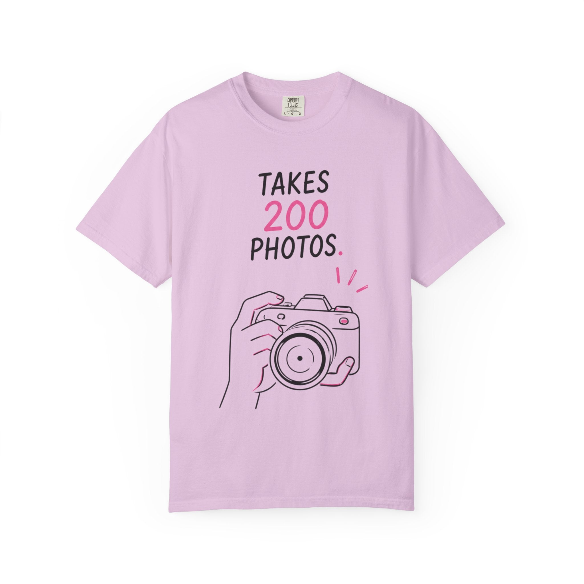 Takes 200 Photos T-Shirt — Camera Photographer Graphic Tee