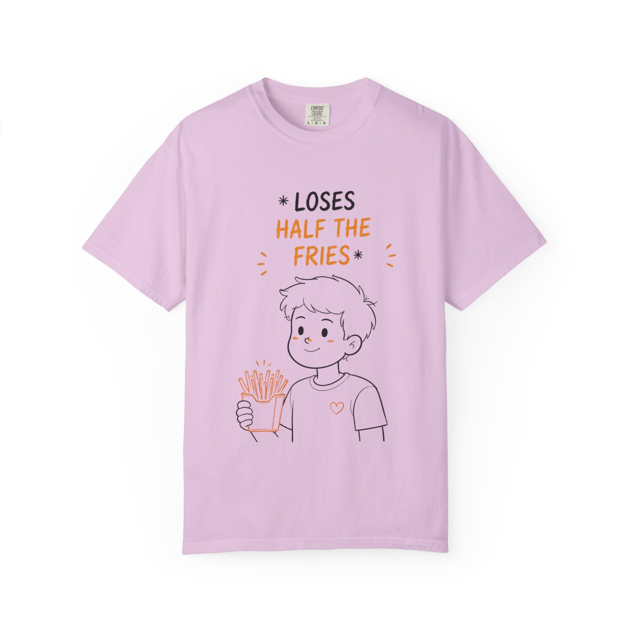 Loses Half the Fries T-Shirt — Cute Cartoon Boy Graphic Tee
