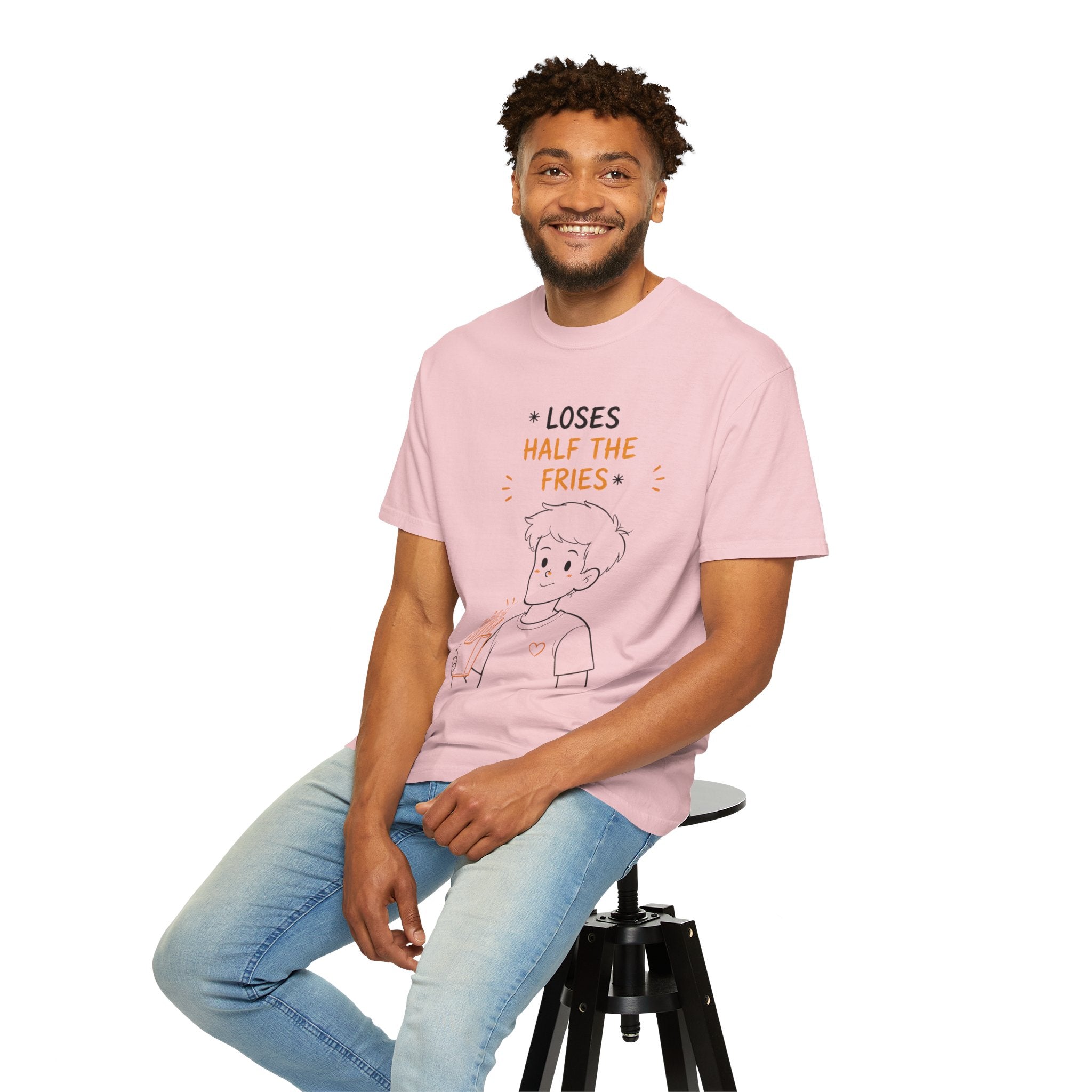 Loses Half the Fries T-Shirt — Cute Cartoon Boy Graphic Tee