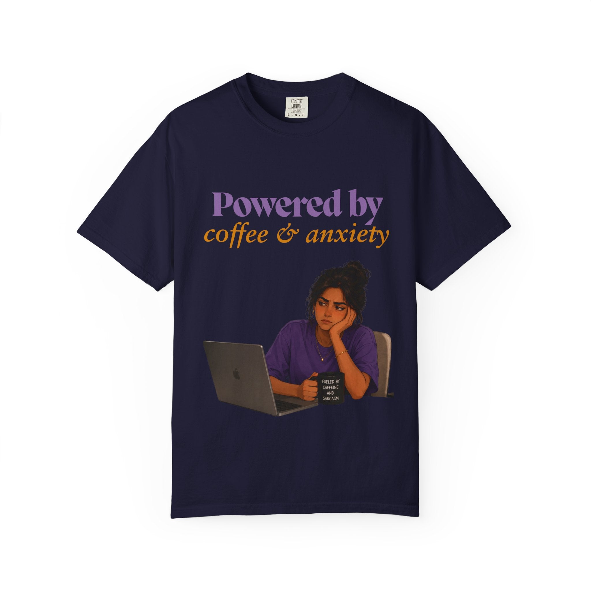 Powered by Coffee & Anxiety T-Shirt — Classic Fit Graphic Tee